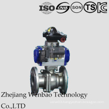 Pneumatic 2PC Stainless Steel Flanged Floating Ball Valve with 304L